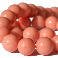 Candy jade, koral-rosa, glat rund, Ø16mm, streng